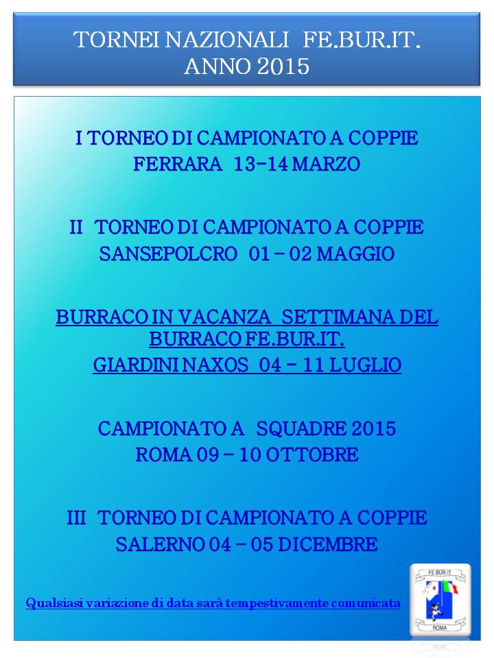 PROGRAMMA CAMPIONATO FEBURIT 2015